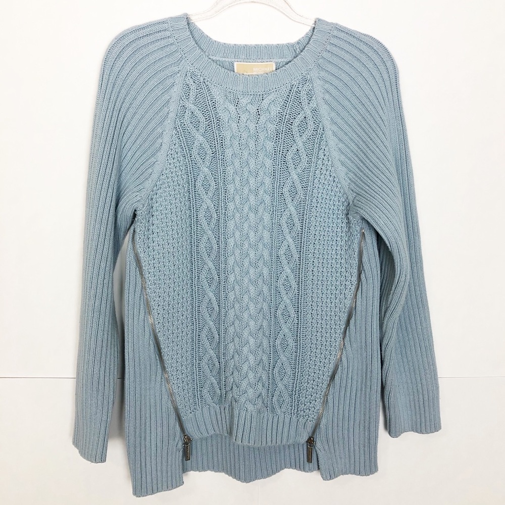 EUC Michael Kors double zip cable knit sweater